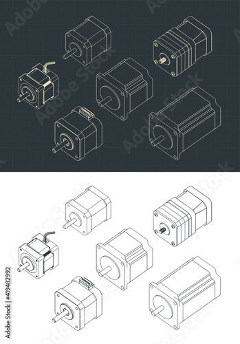 Stepper Motors Isometric Drawing Set