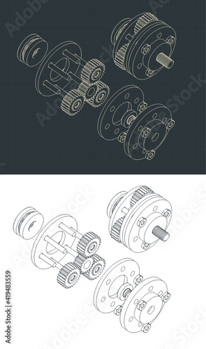 Disassembled Planetary Gearbox Drawings