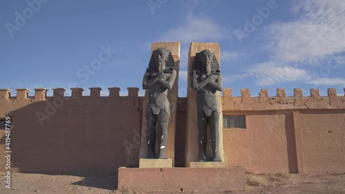 Pharaons statues in the cinema studios of ouarzazate, morocco photo