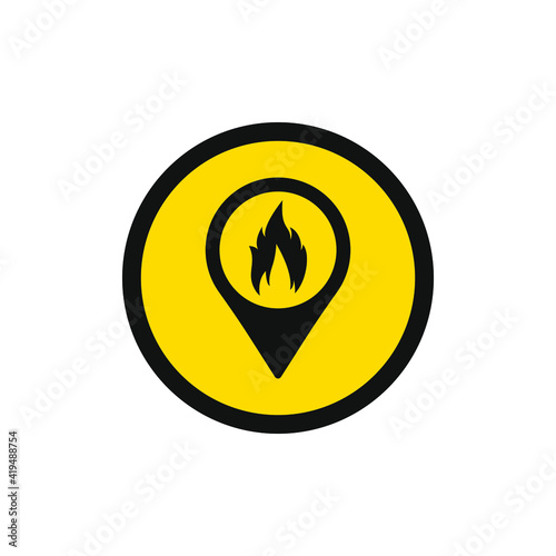 Fire location icon flat design isolated on white background. Vector illustration