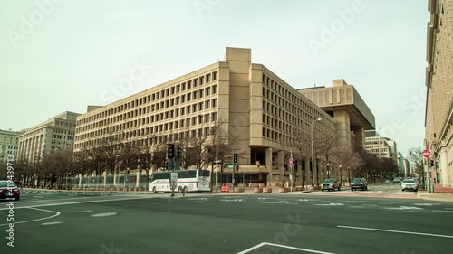A time-lapse of the J. Edgar Hoover Building, headquarters of the Federal Bureau of Investigation (FBI), in Washington, DC, seen from the intersection of Pennsylvania Avenue NW and 9th Street NW.