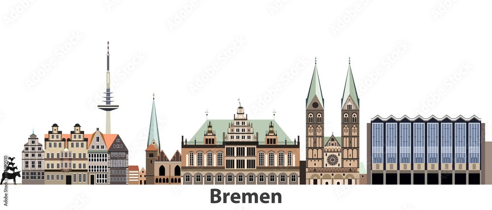 Bremen vector city skyline - obrazy, fototapety, plakaty 