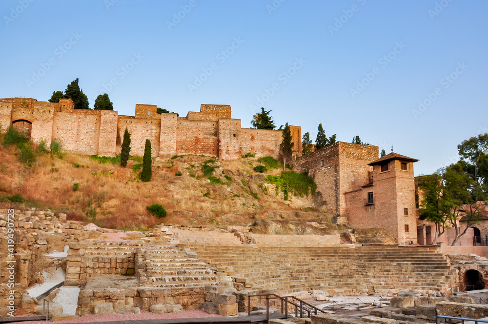 Ancient fortress in Malaga, Andalusia, Spain