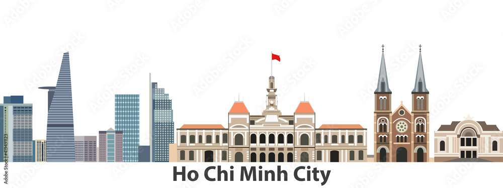 Obraz premium Ho Chi MInh City skyline vector illustration