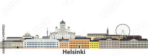 Helsinki city skyline vector illustration