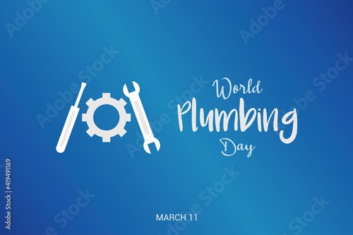 World Plumbing Day. March 11. Holiday concept. Template for background, banner, greeting card, poster with text inscription. Plumbing t-shirt design. Plumbing Icon or logo with text.