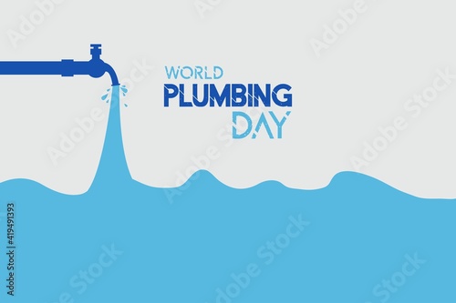 World Plumbing Day vector Background Greeting card,  t-shirt vector design illustrations. Concept of plumbing with water tap and freshwater. March 11. Plumbing day poster, banner,  and social media po photo