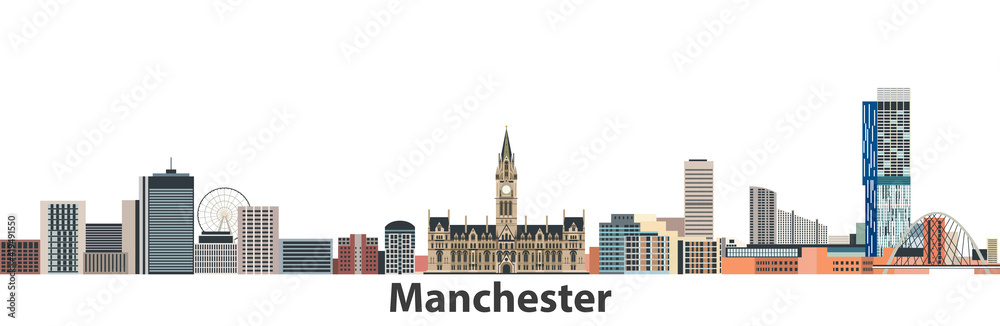 Manchester city skyline vector illustration