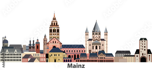 Mainz city skyline vector illustration photo