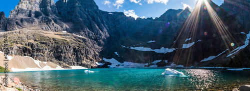 Turquoise color Iceberg Lake in Glacier National Park in Montana in summer. photo