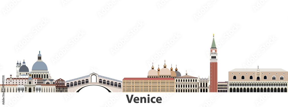 Venice city skyline vector illustration