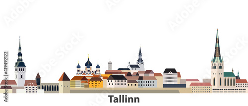 Tallinn city skyline vector illustration