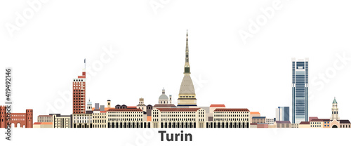 Turin city skyline vector illustration