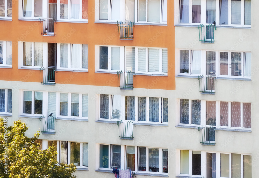 Facade of a residential building. Facade of a residential building.