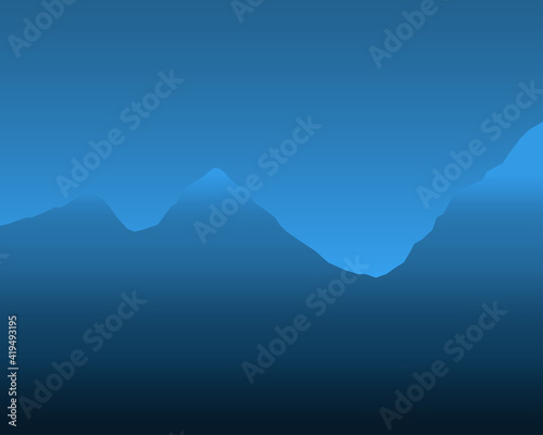 Beautiful mountain landscape design. Sunrise and sunset in the mountains. Vector illustration in a flat style.