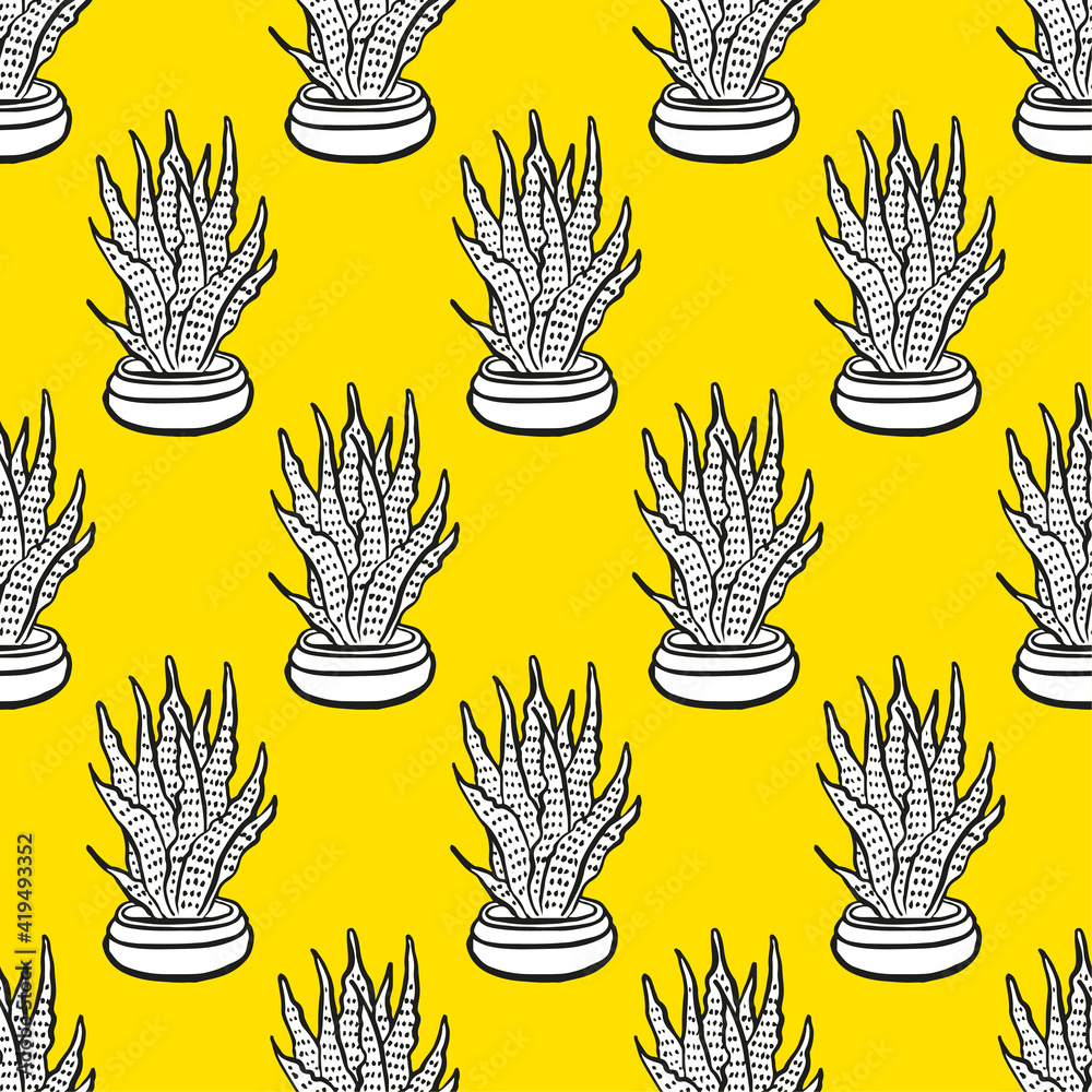 Cactus Vector Seamless pattern. Nature. Hand drawn doodle cacti. Desert ...