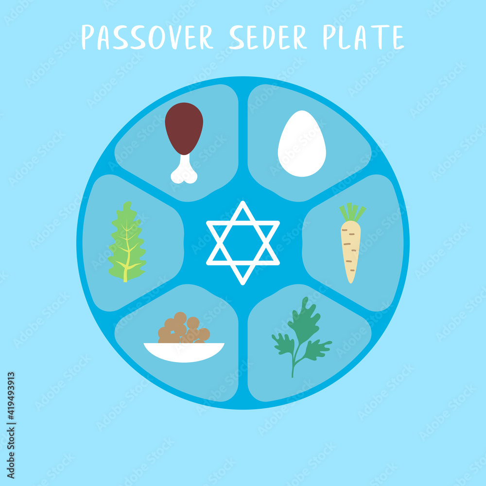 Passover Seder Plate design. Happy Passover Background. Traditional