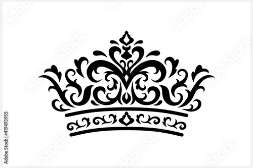 Vintage crown isolatwd on white. Stencil set. Vector stock illustration. EPS 10