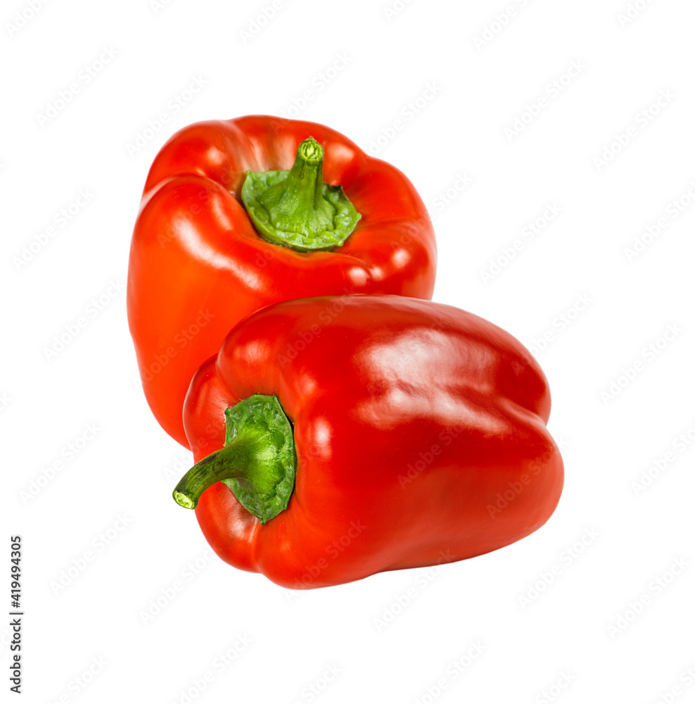 Two bell peppers isolated on a white background. Two bell peppers isolated on a white background.