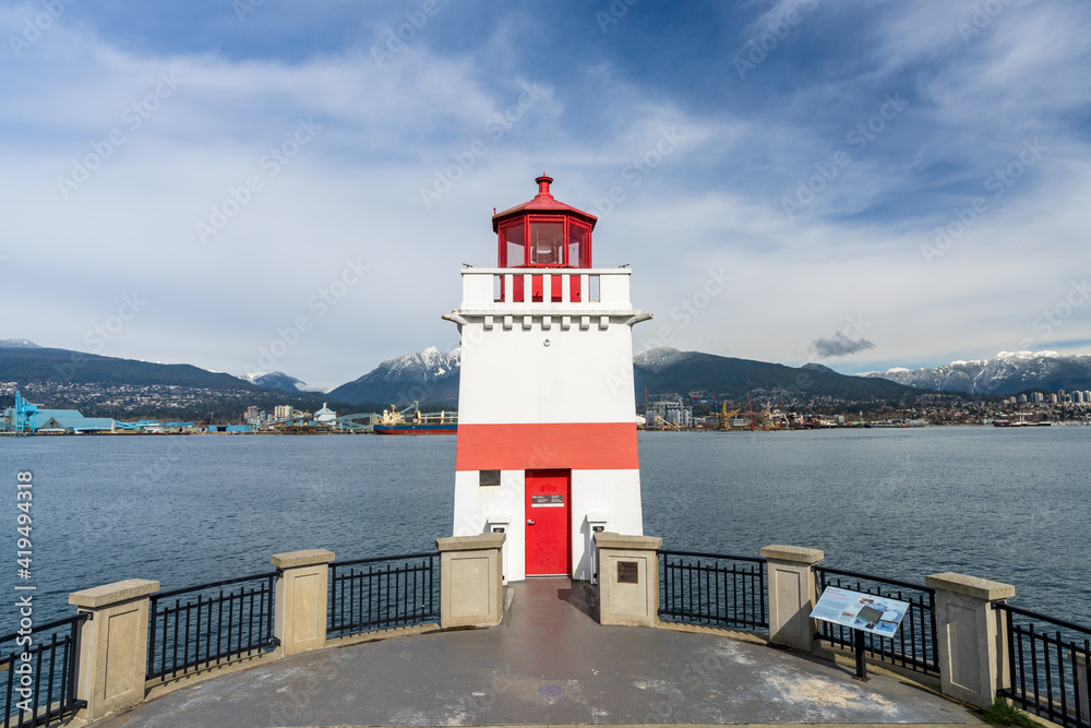 Brockton Point Lighthouse in Stanley Park. Vancouver, Canada - MAR 08 2021