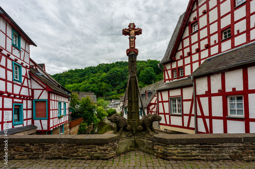 Half-timbered village of Monreal  the most beautiful village in the Eifel  Germany.