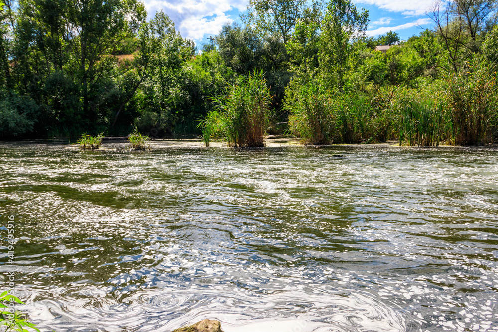 Fototapeta premium View of the Inhulets river in Kryvyi Rih, Ukraine