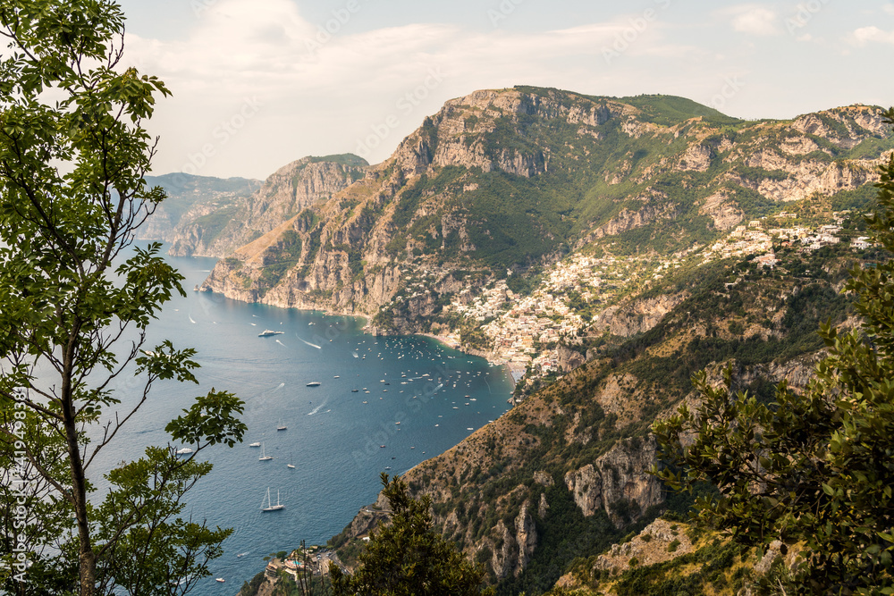 The town of Positano from the God's path (Sentiero degli dei) between ...