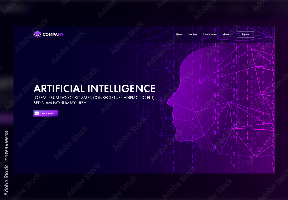 Artificial Intelligence and Deep Learning Landing Page Stock Template ...