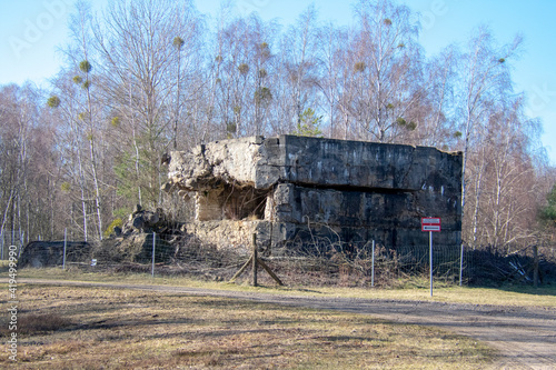 Destroyed World War II bunker landscape in Doeberitzer heide Brandenburg Germany photo