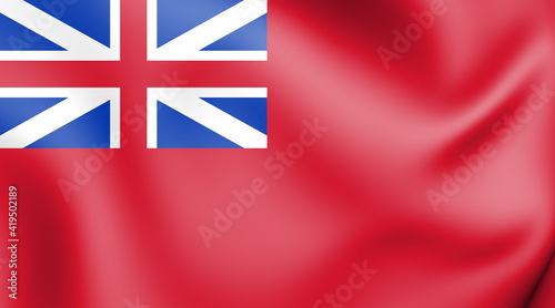 3D Red Ensign of Great Britain (1707-1800). 3D Illustration.