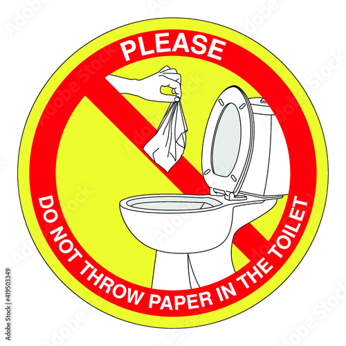 No littering in toilet sign on white background. Vector.
