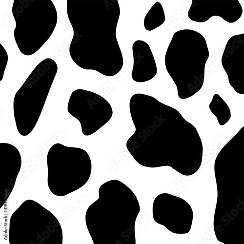 Cow texture black pattern. Vector illustration. Digital paper.