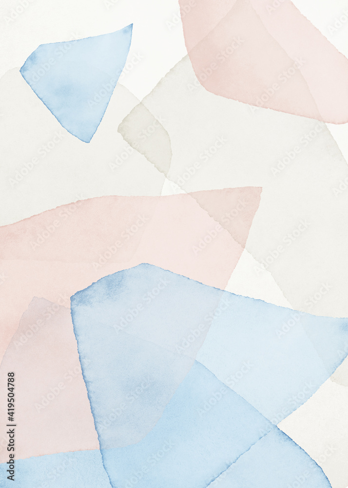 Obraz premium Abstract Arrangement. Print. Poster. Blush, pink, blue, navy, beige watercolor Illustration and shapes background. Modern printable. Logo. Wall art. Business card. Frame. Pastel.