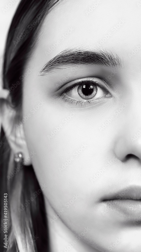Fototapeta premium half face, eye focus, black and white