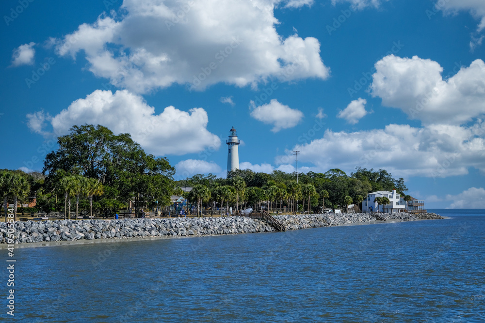 Lighthouse in Coastal Park
