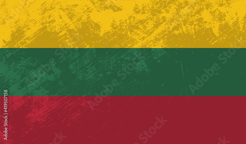 Grunge Lithuania flag. Lithuania flag with waving grunge texture. Vector background.