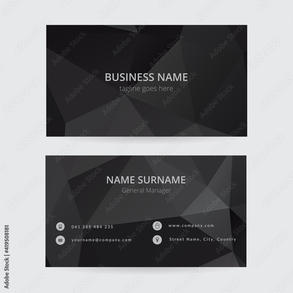 Black geometric business card, triangular design