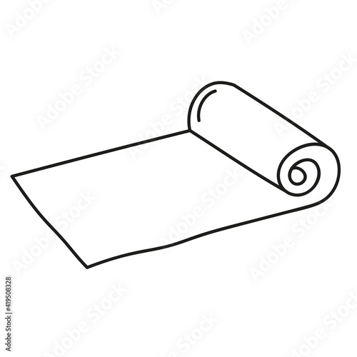 yoga mat in doodle style linear drawing