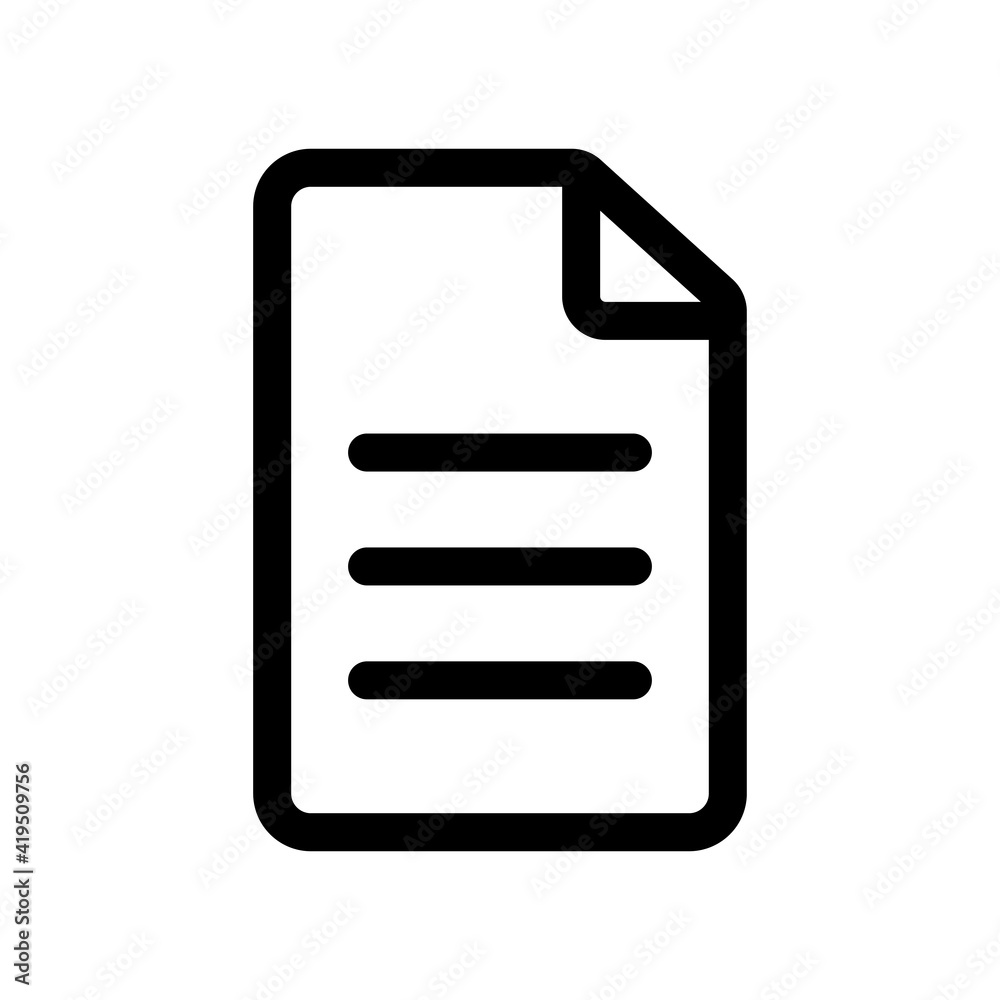 Document or file outline icon isolated on white background Document or file outline icon isolated on white background