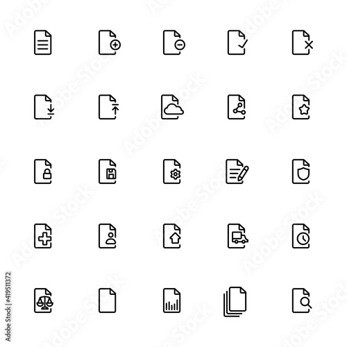 Different types of documents. Legal, shipping, common files outline icon isolated on white background