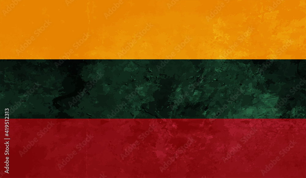 Grunge Lithuania flag. Lithuania flag with waving grunge texture. Vector background. Grunge Lithuania flag. Lithuania flag with waving grunge texture. Vector background.
