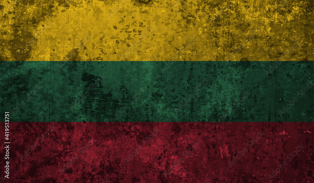 Grunge Lithuania flag. Lithuania flag with waving grunge texture. Vector background. Grunge Lithuania flag. Lithuania flag with waving grunge texture. Vector background.