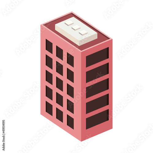 red building isometric style icon
