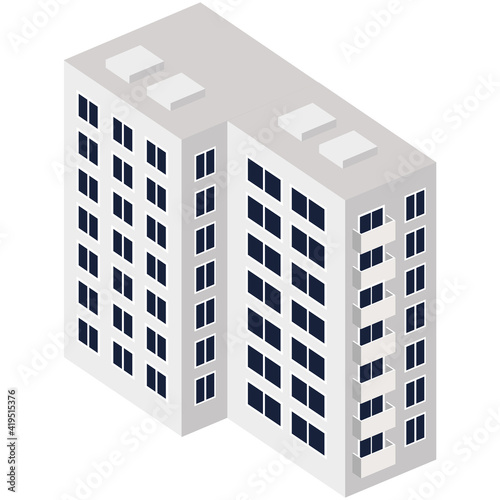isometric gray building style icon
