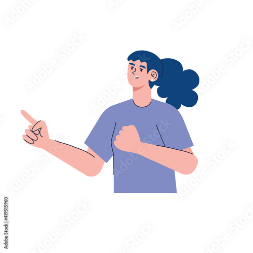 young woman pointing avatar character
