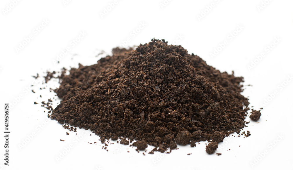 dead leaves or humus organic soil isolated on white background dead leaves or humus organic soil isolated on white background