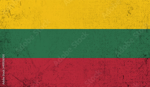 Grunge Lithuania flag. Lithuania flag with waving grunge texture. Vector background. © Stefan