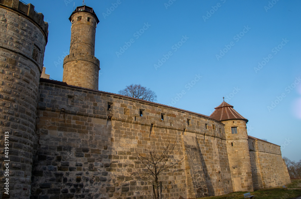 Bamberg, Germany, 20.02.2021. Exterior view of the Altenburg Castle near the historic Franconian town of Bamberg