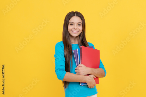 Capricious girl. teen girl ready to study. happy childhood. cheerful kid going to do homework