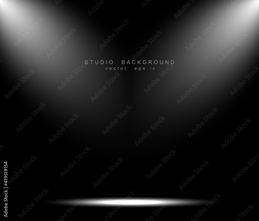 Empty black gradient studio room background. backdrop light inte Empty black gradient studio room background. backdrop light inte